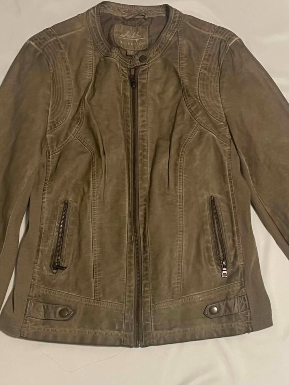 SEBBY COLLECTION Women’s Pleather Zip Up Jacket, Size L (flaws pictured)